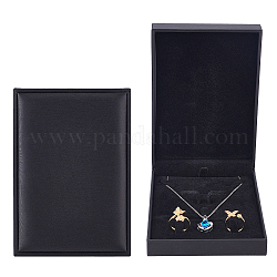 OLYCRAFT 2pcs PU Leather Pendant Box Black Necklace Gift Box for Ring Bracelets Jewelry Box with Foam Mat Jewelry Display Case for Wedding Engagement Proposal 11.1x15.9x4cm