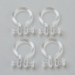 Plastic Clip-on Earring Findings, for Non-pierced Ears, Clear, Hole: 0.7mm, 11x8x1.2mm