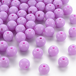 Opaque Acrylic Beads, Round, Violet, 8x7mm, Hole: 2mm, about 111pcs/500g
