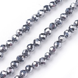 Brins de perles de pierre terahertz, facette, ronde, 3~3.5mm, Trou: 0.5mm, Environ 115~130 pcs/chapelet, 14.5~16.1 pouce (37~41 cm)