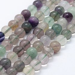 Chapelets de perles en fluorite naturel, ronde, 8mm, Trou: 1.2mm, Environ 49 pcs/chapelet, 15.35 pouce (39 cm)