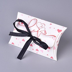 Papierkissen-Bonbonschachteln, mit Band, Hochzeitsbevorzugung Party liefern Geschenkboxen, Herz- und Wortliebesmuster, Farbig, 123x76x25 mm