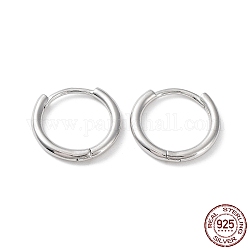 Pendientes tipo argolla de plata de ley 925 con baño de rodio, anillo redondo, Platino real plateado, 16x2mm