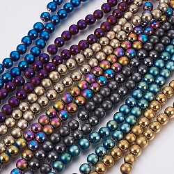 Chapelets de perles en hématite synthétique sans magnétiques, poli et dépoli, ronde, couleur mixte, 8mm, Trou: 1mm, Environ 53 pcs/chapelet, 16.1 pouce (41 cm)