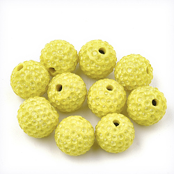 Perles de strass en pâte polymère manuelles, ronde, jaune, 16mm, Trou: 1.8mm