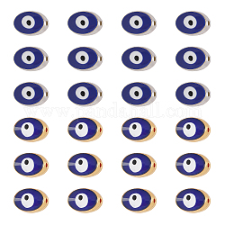 Doppelseitige Emaille-Legierungsperlen, emaillierte Pailletten, cadmiumfrei und bleifrei, Oval mit bösen Blick, Mischfarbe, 10x7.5x6 mm, Bohrung: 1.4 mm, 2 Farben, 50 Stk. je Farbe, 100 Stück