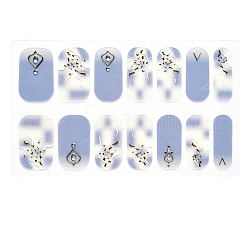 Наклейки для ногтей с полным покрытием, самоклеящийся, для украшения ногтей, светло-стальной синий, 24x8 мм, 14шт / лист