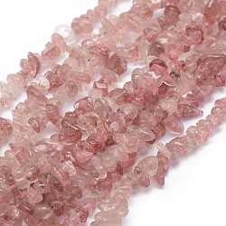 Chapelets de perles aux fraises en quartz naturel, puce, 5~8mm, Trou: 1mm, environ 16 pouce (40.64 cm)