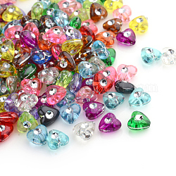 Chapado de perlas de acrílico transparente, metal de plata enlaced, corazón, color mezclado, 8x8x4.5mm, agujero: 1 mm