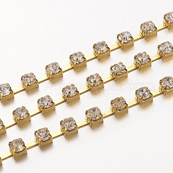 4mm Wide Golden Tone Grade A Garment Decorative Trimming Brass Crystal Rhinestone Cup Strass Chains