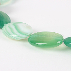 Natural Agate Glossy Oval Bead Strands, Light Green, 25x18x8mm, Hole: 1mm, about 16pcs/strand, 15.75 inch