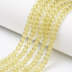 Chapelets de perles en verre, facette, rondelle, kaki clair, 8x6mm, Trou: 1mm, Environ 65~68 pcs/chapelet, 15.7~16.1 pouce (40~41 cm)