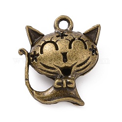 Подвески из сплава , полый, кошка, античная бронза, 23x20.5x8 мм, отверстие : 2 мм