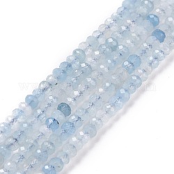 Natural Aquamarine Beads Strand, Faceted, Rondelle, 3x2mm, Hole: 0.5mm, about 172pcs/strand, 15.75''(40cm)