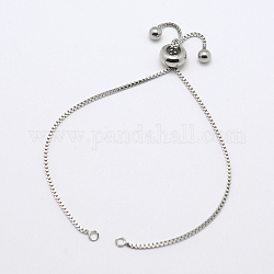 304 Stainless steel Chain Bracelet Making, Slider Bracelets Making, Stainless Steel Color, 8-5/8 inch(22cm), 1.2mm, Hole: 2mm