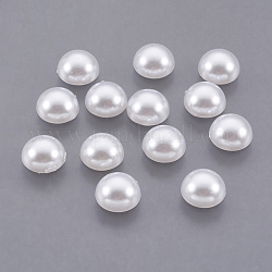Cabujones de perlas de imitación de plástico ABS, semicírculo, blanco, 8x4mm