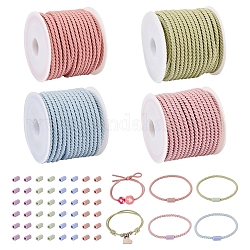 DIY Macaron Color Hair Ties Making Kit, einschließlich 20 m elastischer Nylonschnüre, 100 stücke kunststoff haarseil rohrschnalle, Mischfarbe