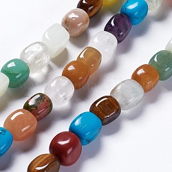 Naturelles et synthétiques mélangées perles de pierres précieuses brins, cube, 7.5~10x8~12mm, trou: 1mm, environ 38 pcs/chapelet, 15.9 pouces