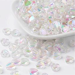 Perles en acrylique transparente, cœur, clair ab, 8x8x3mm, Trou: 1.5mm, environ 2800 pcs/500 g
