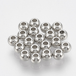 201 Edelstahl-Abstandhalter-Perlen, Rondell, Edelstahl Farbe, 3x2 mm, Bohrung: 1 mm
