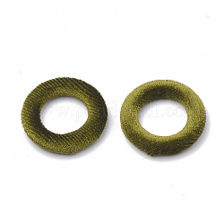 Связующие кольца покрытые бархатом, с алюминиевой нижней, кольцо, платина, оливковый, 27x4 мм