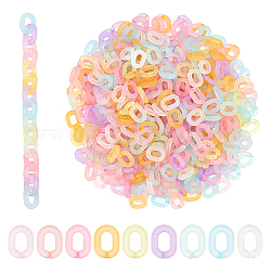 Wadorn 450 Uds 9 colores anillos de unión acrílicos transparentes, conectores de enlace rápido, esmerilado, oval, color mezclado, 19.5x15x5mm, diámetro interior: 6x11 mm, 50 piezas / color