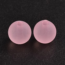 Perles de boule en acrylique transparente, style mat, ronde, perle rose, 8mm, Trou: 2mm, environ 1892 pcs/500 g