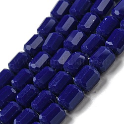 Chapelets de perles en verre opaques, tonneau à facettes, bleu minuit, 6.5~7x6mm, Trou: 1mm, Environ 78 pcs/chapelet, 20.28~21.65 pouce (51.5~55 cm)