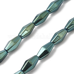 Synthetische magnetische Hämatit-Perlenstränge galvanisieren, facettiert, Rhombus, Grün überzogen, 12~12.5x5.5~6 mm, Bohrung: 1.2 mm, ca. 31~33 Stk. / Strang, 16.54~16.93'' (42~43 cm)