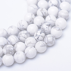 Hebras de perlas redondas de Howlite naturales, 8~9mm, agujero: 1 mm, aproximamente 46 pcs / cadena, 15.3 pulgada