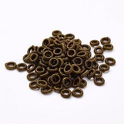 Polyestergewebe beads, Ring, Kaffee, 6x2 mm, Bohrung: 3 mm, ca. 200 Stk. / Beutel