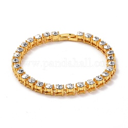 Bracelet tennis homme strass classique, bracelet strass verre alliage hip hop, cristal, or, 8-3/8 pouce (21.2 cm)