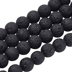 Brins de perles de pierre de lave naturelle olycraft, noir, ronde, 8mm, Trou: 1mm, Environ 47 pcs/chapelet, 15 pouce