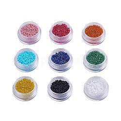 1 Pound 9 Mixed Color 12/0 Grade A Glass Seed Beads, Mixed Color, 2x1.5mm, Hole: 0.9mm, about 50g/bag