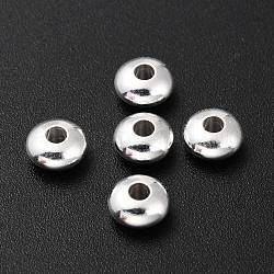 Messing Perlen, langlebig plattiert, Rondell, 925 Sterling versilbert, 6x3 mm, Bohrung: 1.8 mm