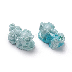 Синтетических коралловых бусин, окрашенные, изогнутые, Pi Xiu, светло-голубой, 9.5x18x9.2 мм, отверстие : 1.2 мм