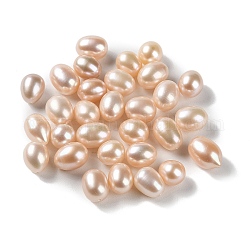 Perle coltivate d'acqua dolce perla naturale, mezzo forato, riso, grado 5a+, sabbia marrone, 9~12.5x8~9mm, Foro: 0.9 mm