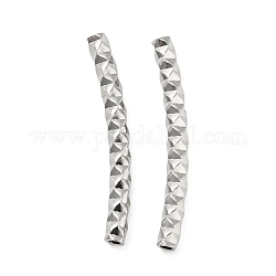 304 Stainless Steel Tube Beads, Diamond Cut, Curved Tube, Golden, 15x2mm, Hole: 1mm