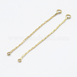 Brass Chain Links connectors, Long-Lasting Plated, Real 18K Gold Plated, Nickel Free, 43x0.7mm, Hole: 1mm and 1.5mm