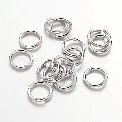 Platino ottone rotondo anelli di salto aperti per gioielli fai da te, cadmio & nichel &piombo libero, 18 gauge, 7x1mm, diametro interno: 5mm, circa 80pcs/10g