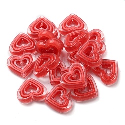 Perles acryliques, Perle en bourrelet, cœur, rouge, 19.5x23x6mm, Trou: 3mm, environ 280 pcs/500 g