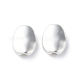 Legierung Tibetische Perlen, langlebig plattiert, Oval, Silber, 11x8.5x3.5 mm, Bohrung: 1.5 mm