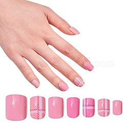 Set di nail art, con punte per unghie in plastica 24 pz, 24 pezzo di colla per unghie gelatina doppio lato, fenicottero, 14.5~23x7~14mm, su 24 pc / insieme