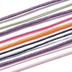 Cordon de polyester ciré coréen, couleur mixte, 0.5~2mm, environ 10 brins, 1 m / chapelet