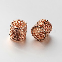 Laiton perles de colonne en filigrane, Perles avec un grand trou   , or rose, 8.5x9mm, Trou: 7mm