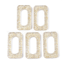 Transparent Acrylic Linking Rings, with Glitter Powder, Quick Link Connectors, For Jewelry Cross Chains Making, Rectangle, Beige, 44x24x4.5mm, Inner Diameter: 11.5x29.5mm, about 145pcs/500g