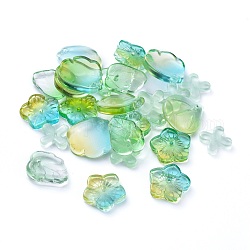 Galvanoplastie perles de verre transparentes, formes mixtes, lime, 5~21x6~14x3~10mm, Trou: 0.9~1.2mm