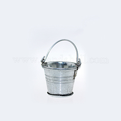 Miniature Iron Buckets, Garden Tools, for Micro Landscape, Dollhouse Decor, Platinum, 33x25mm