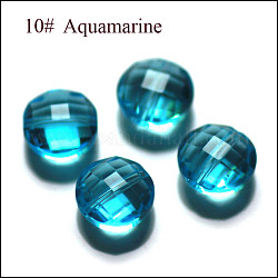 Imitazione branelli di cristallo austriaco, grado aaa, sfaccettato, rotondo e piatto, cielo blu profondo, 12x6.5mm, Foro: 0.9~1 mm