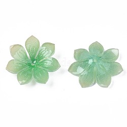 Abalorios de plástico, flor, verde lima, 19~19.5x20~20.5x4mm, agujero: 1.2 mm